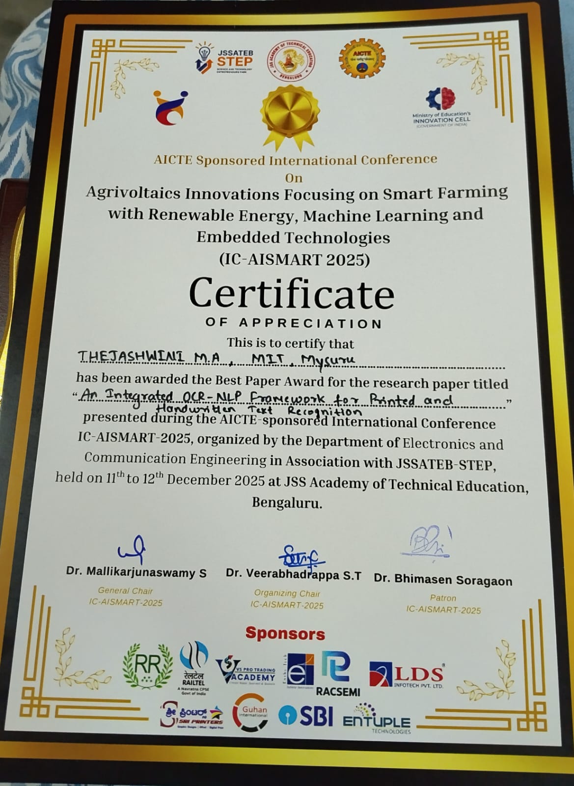 IC-AISMART 2025 – Best Paper Award